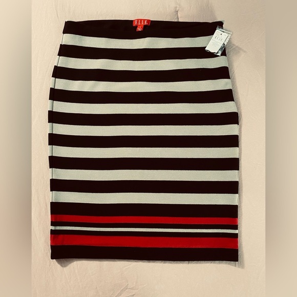 Elle Black and Red Striped Pencil Skirt - Picture 6 of 7